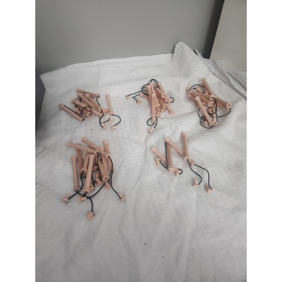 Other - Vintage Peach Perm Rods‎ Hair Rollers Set Various Sizes Shapes Lot of 44